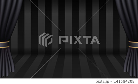 ブラックカーテンのステージ背景 舞台 演出 空間 奥行き 立体 3D ストライプ 16:9 ブラックカーテンのステージ背景 舞台 演出 空間 奥行き 立体 3D ストライプ 16:9 141584209