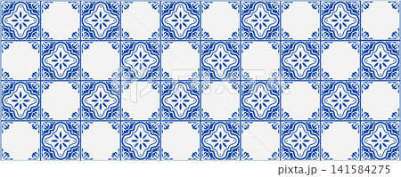 Mexican or Mediterranean blue seamless pattern. Mexican or Mediterranean blue seamless pattern. 141584275