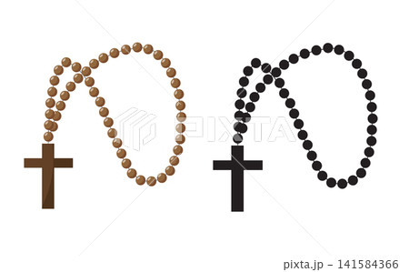 Rosary Beads with Cross Icon Set for Christian Prayer 141584366