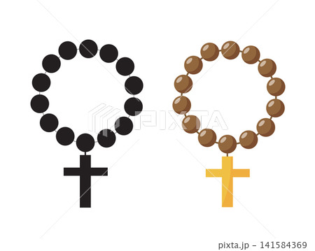 Rosary Beads with Cross Icon Set for Christian Prayer 141584369