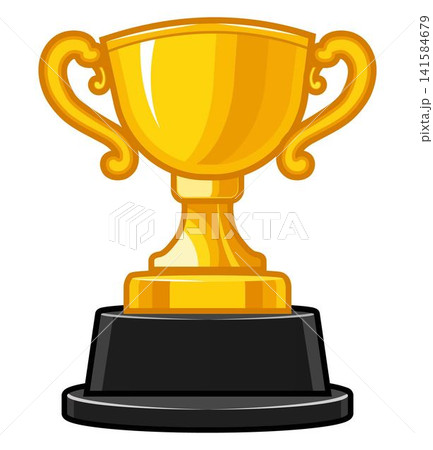 Golden Trophy Cup Award Cartoon Icon Isolated on White Background 141584679