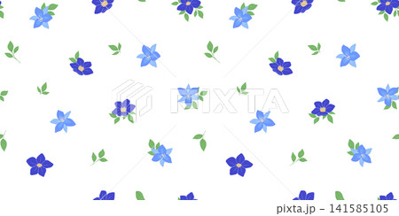 Small blue blossom seamless pattern with tiny flowers and botanical accents, abstract simple bouquets Small blue blossom seamless pattern with tiny flowers and botanical accents, abstract simple bouquets 141585105