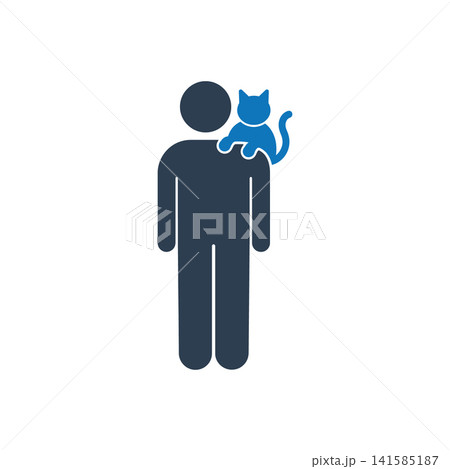 Cat sitting on shoulder flat icon, International Cat Day concept 141585187