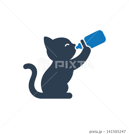 Cat scratching ear flat icon, International Cat Day concept 141585247