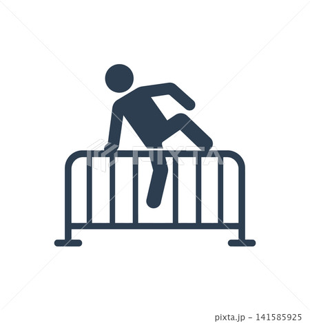 Person vaulting over a barrier fence icon 141585925
