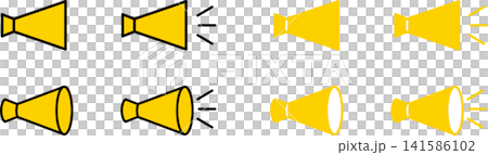 Announcement Happy cheering megaphone icon yellow Announcement Happy cheering megaphone icon yellow 141586102