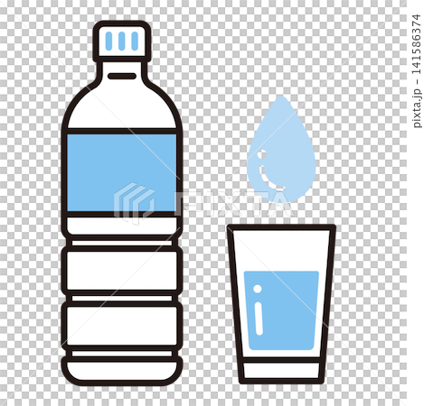 塑膠瓶圖示。象徵補水或飲水。 塑膠瓶圖示。象徵補水或飲水。 141586374
