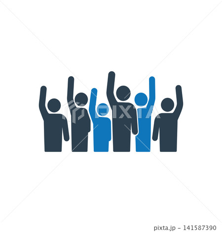 Group raising hands icon Group raising hands icon 141587390