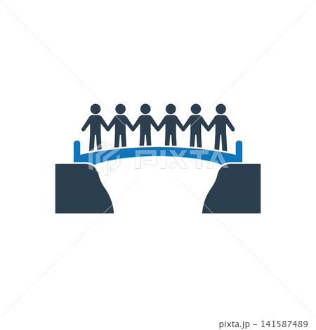 Human bridge teamwork icon Human bridge teamwork icon 141587489