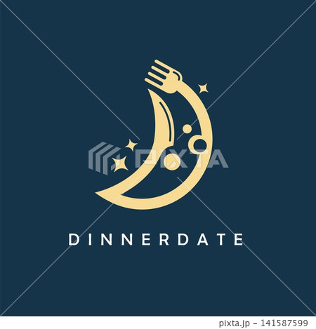 dinner with moon icon logo vector concept element design template dinner with moon icon logo vector concept element design template 141587599