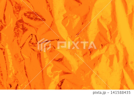 Foil crumpled texture wrinkled material abstract pattern surface background structure backdrop vibrant bright orange Foil crumpled texture wrinkled material abstract pattern surface background structure backdrop vibrant bright orange 141588435