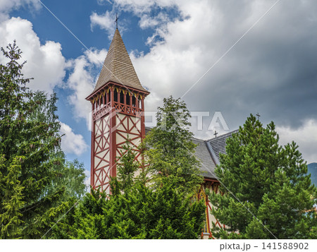 Wooden Neo-Gothic Church of the Immaculate Conception in Stary Smokovec High Tatras Slovakia Wooden Neo-Gothic Church of the Immaculate Conception in Stary Smokovec High Tatras Slovakia 141588902