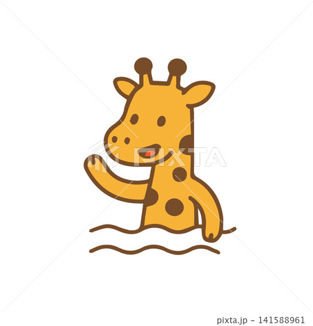 cute giraffe swimming 141588961