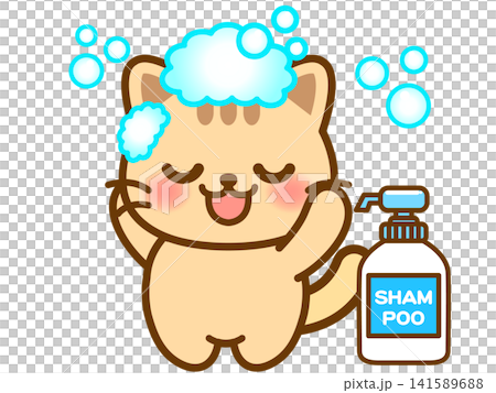 Illustration of a cat getting shampooed in the bath (3) Illustration of a cat getting shampooed in the bath (3) 141589688