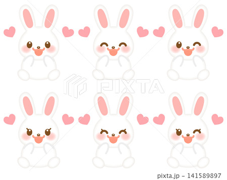お座りするうさぎのイラスト素材セット2 141589897