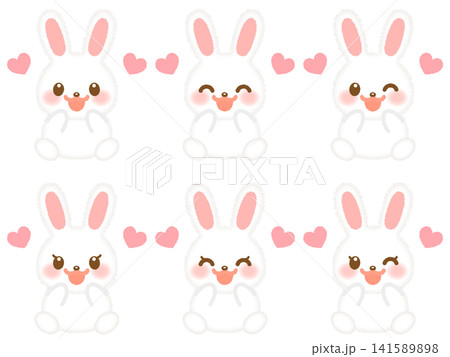 お座りするうさぎのイラスト素材セット お座りするうさぎのイラスト素材セット 141589898