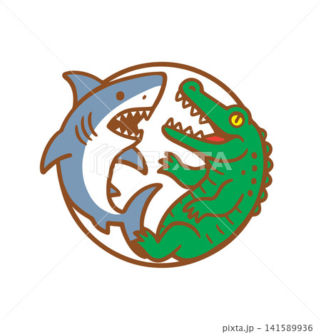 cute shark and crocodile cute shark and crocodile 141589936