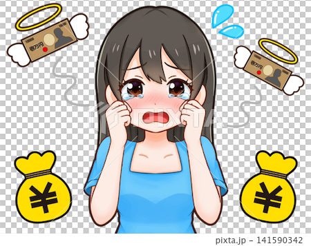 一位女性努力償還債務和貸款的插圖(3) 一位女性努力償還債務和貸款的插圖(3) 141590342