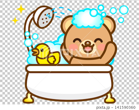 Illustration of a bear taking a bath (4) 141590360