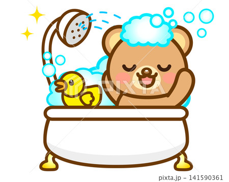 お風呂に入る入浴中のクマのイラスト素材3 お風呂に入る入浴中のクマのイラスト素材3 141590361
