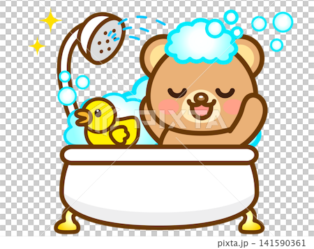 Illustration of a bear taking a bath (3) Illustration of a bear taking a bath (3) 141590361