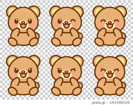 お座りするクマのイラスト素材セット4 141590520