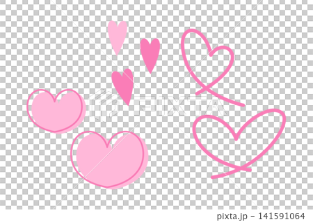 手書き風かわいいピンク色のハートマーク 141591064