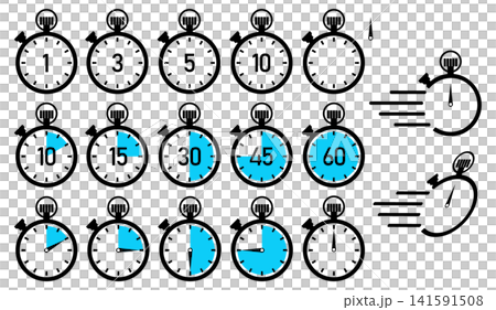 Stopwatch and timer icon set: Time and countdown Stopwatch and timer icon set: Time and countdown 141591508