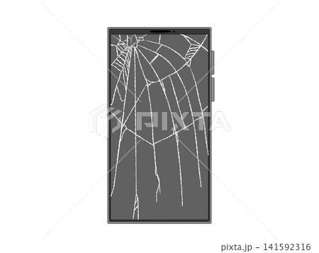 スマホ画面がバキバキに割れたイラスト スマホ画面がバキバキに割れたイラスト 141592316
