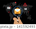 Inspecting verified email amid suspicious messages concept. Phishing detection, Security alerts, Cybersecurity monitoring, Secure communication, Digital trust management. 141592493