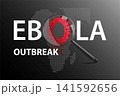 Ebola Outbreak Concept with Magnifying Glass and Virus Symbol on Dark Background. 141592656
