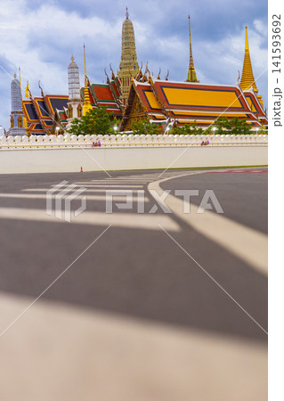 Grand Palace Bangkok temple complex with ornate roofs and spires Grand Palace Bangkok temple complex with ornate roofs and spires 141593692