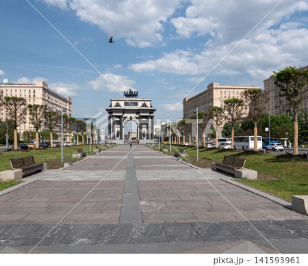 Moscow Russia May 20 2026 Triumphal Arch commemorating the victory in the Patriotic War of 1812 on a sunny day 141593961