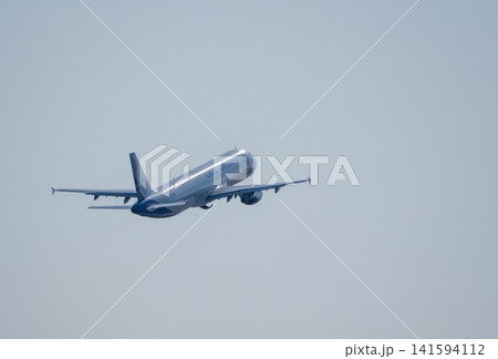 Russia Sheremetyevo Airport 21 February 2026. Ural Airlines Airbus A320 taking off from runway. Passenger aircraft ascending into blue sky. Dynamic winter aviation photography 141594112
