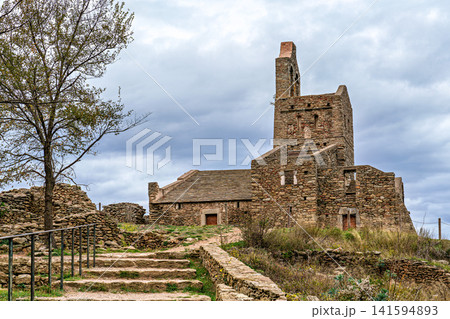 Antique monastery Sant Pedro de Rodes in the National Park of Cap de Creus, Emporda, Girona, Spain 141594893