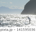 湘南でSUPを楽しむ人物と輝く海 141595036