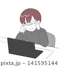 こめかみを押さえる男性　青ざめる 141595144