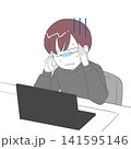 こめかみを押さえる男性　青筋 141595146