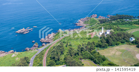 空撮「青森県」初夏の種差海岸の風景 八戸市 空撮「青森県」初夏の種差海岸の風景 八戸市 141595419