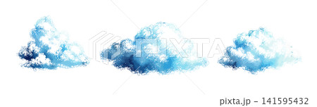 Clouds isolated on white background. Hand drawn doodle. Vector illustration. 141595432