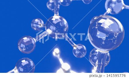 Transparent Molecular Network on Vivid Blue Scientific Background 3d render. Transparent Molecular Network on Vivid Blue Scientific Background 3d render. 141595776