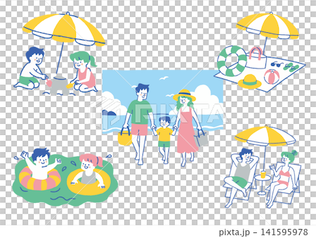 夏休みの海水浴シーンコレクション_色 141595978