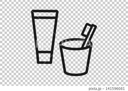 歯磨きセットの線画アイコン2種 - 歯ブラシと歯磨き粉 歯磨きセットの線画アイコン2種 - 歯ブラシと歯磨き粉 141596081