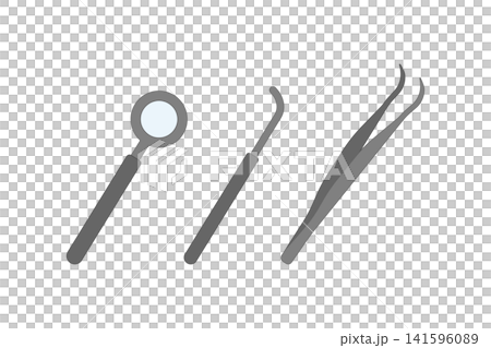 Dental instrument set (mirror, probe, tweezers) - gray finish Dental instrument set (mirror, probe, tweezers) - gray finish 141596089