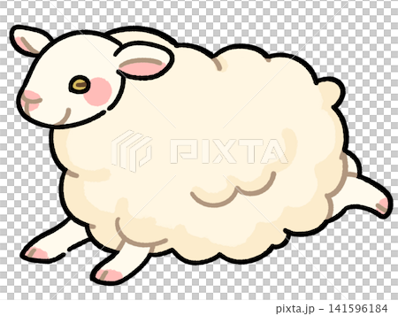 一隻跳躍的綿羊的可愛插圖 141596184