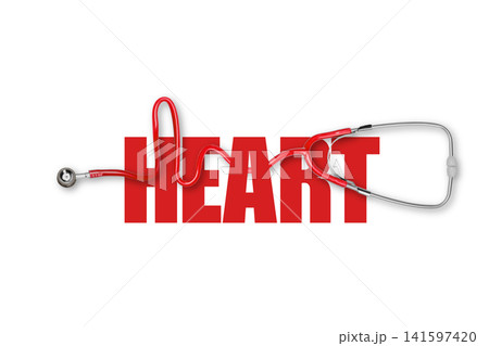 World Heart day. Stethoscope forms heart shape against bold background, PNG World Heart day. Stethoscope forms heart shape against bold background, PNG 141597420