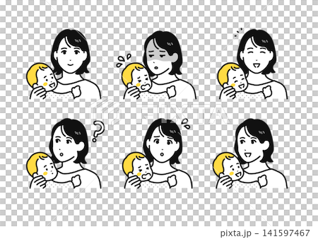 嬰兒和母親圖標集 141597467