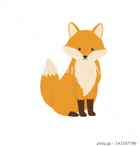 秋素材 動物素材 きつねのフラットイラスト 秋素材 動物素材 きつねのフラットイラスト 141597796