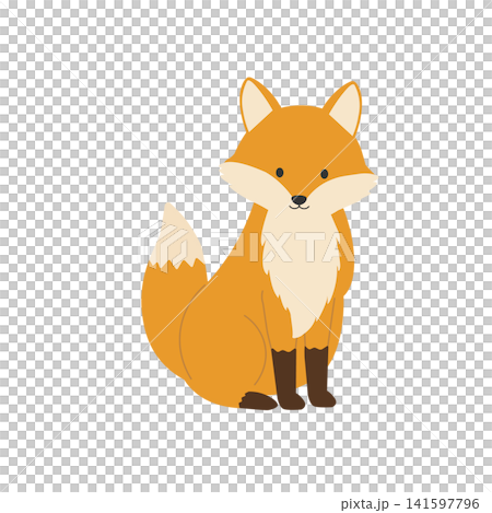 秋素材 動物素材 きつねのフラットイラスト 秋素材 動物素材 きつねのフラットイラスト 141597796