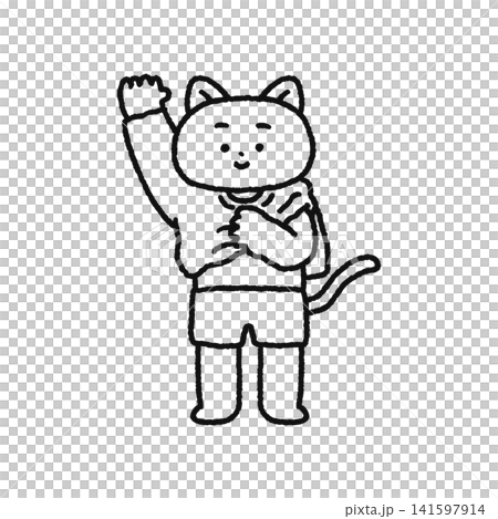 Cat changing clothes (line drawing) Cat changing clothes (line drawing) 141597914